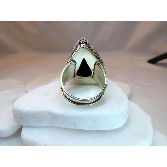 Large Bloodstone Heliotrope Sterling Silver Ring Size 7.25 - Picture 5 of 8